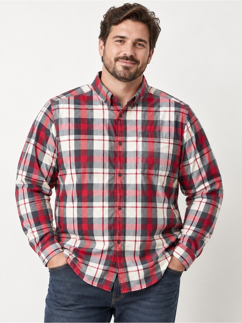 Columbia Button Down Shirt Mens XL Red Plaid Long Sleeve